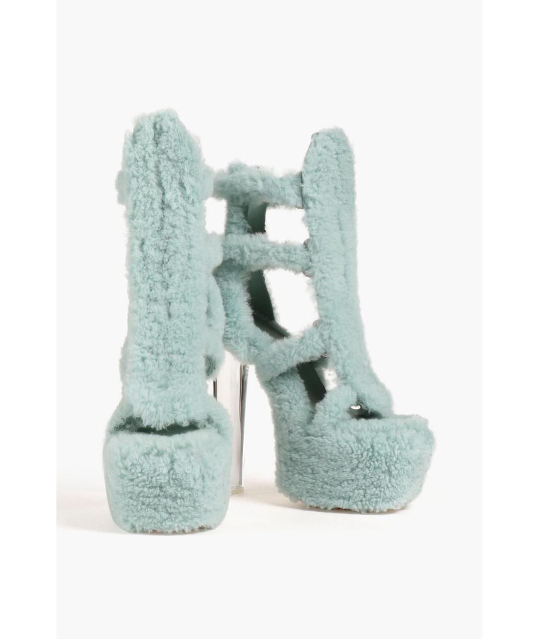 RICK OWENS Голубые кожаные босоножки, фото 5