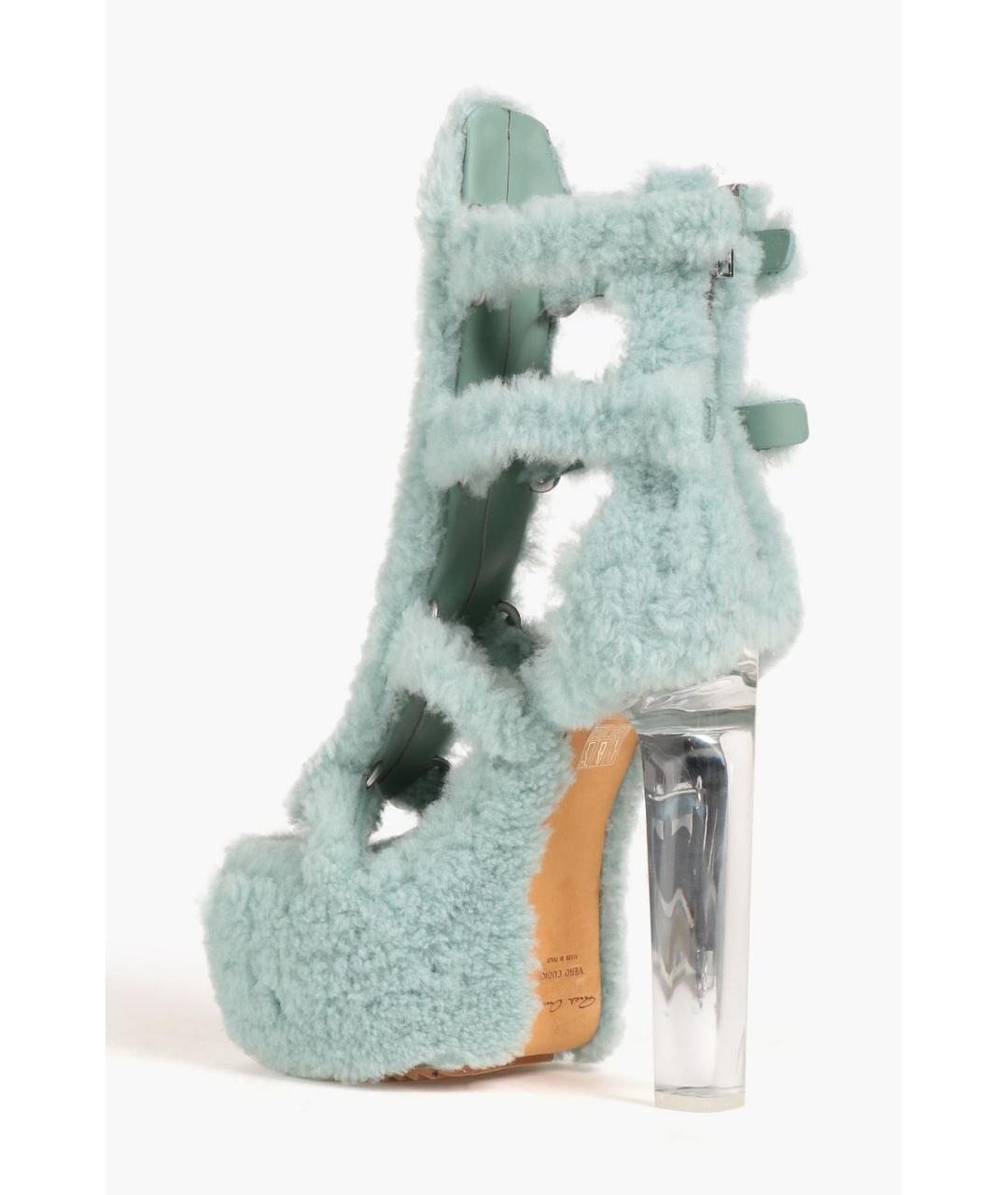 RICK OWENS Голубые кожаные босоножки, фото 4