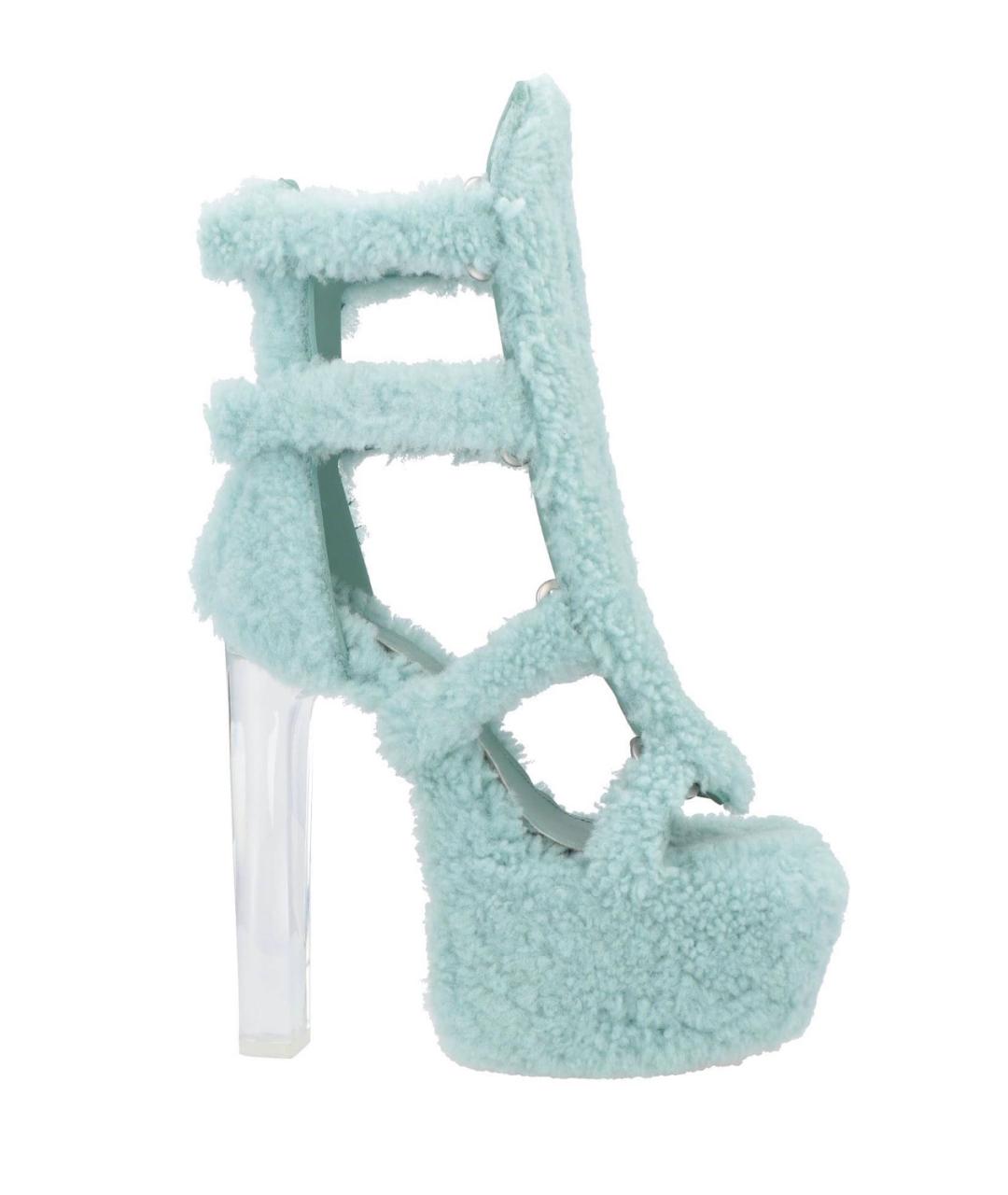 RICK OWENS Голубые кожаные босоножки, фото 1