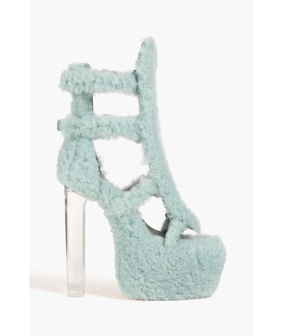 RICK OWENS Голубые кожаные босоножки, фото 6