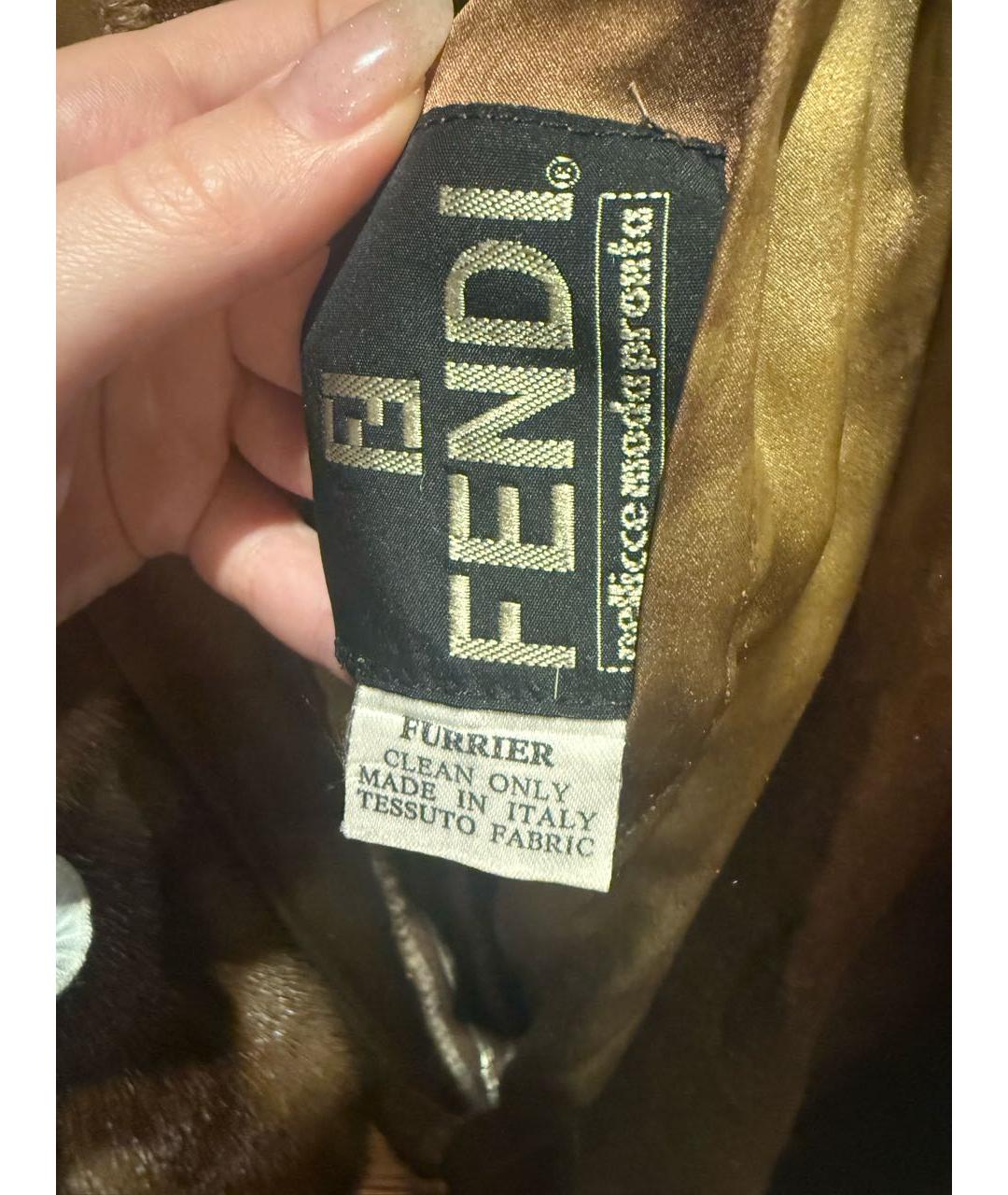 FENDI Коричневая меховая шуба, фото 3