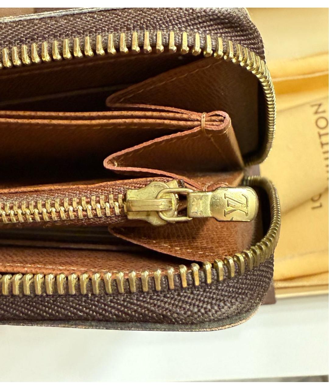 LOUIS VUITTON Коричневый кожаный кошелек, фото 5