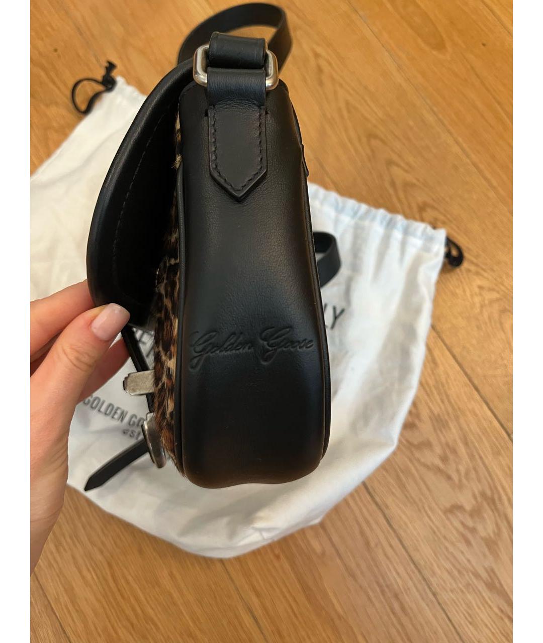 GOLDEN GOOSE DELUXE BRAND Черная кожаная сумка через плечо, фото 5