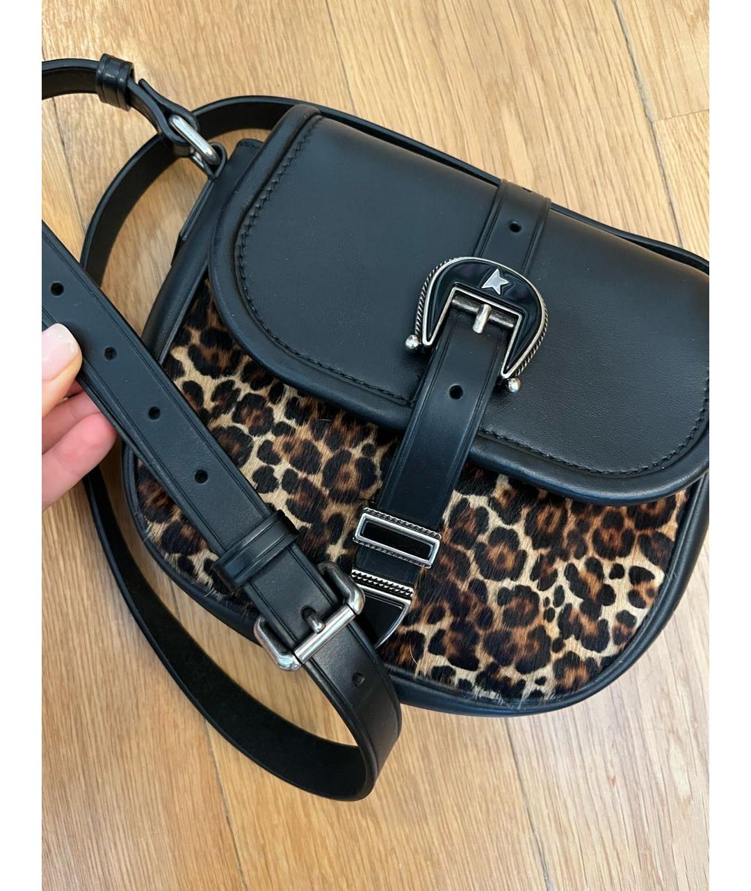 GOLDEN GOOSE DELUXE BRAND Черная кожаная сумка через плечо, фото 2