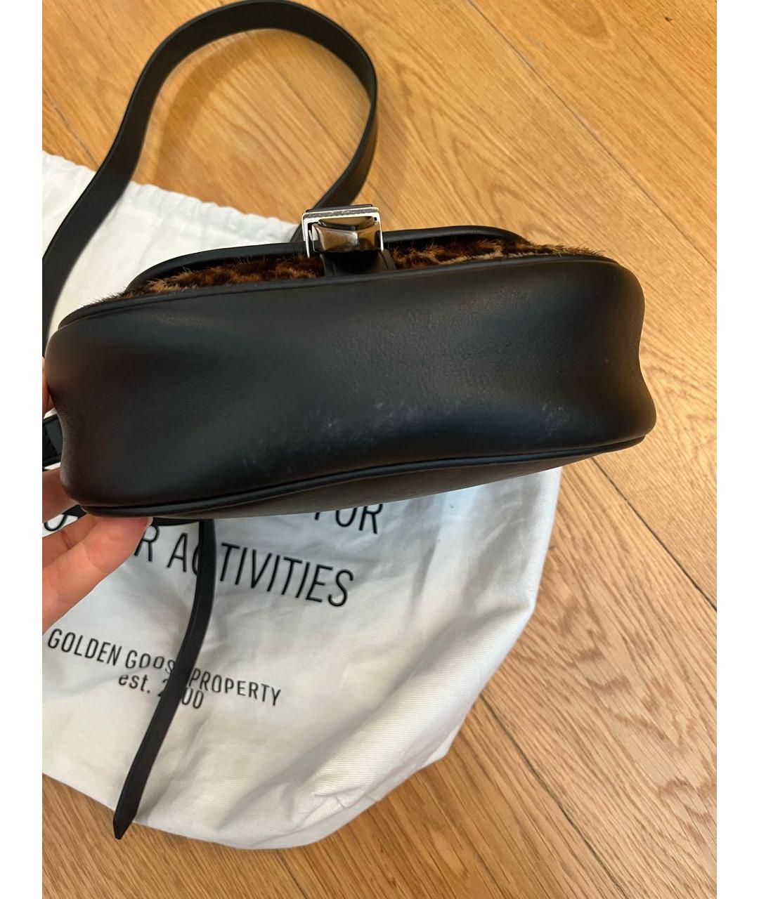 GOLDEN GOOSE DELUXE BRAND Черная кожаная сумка через плечо, фото 7
