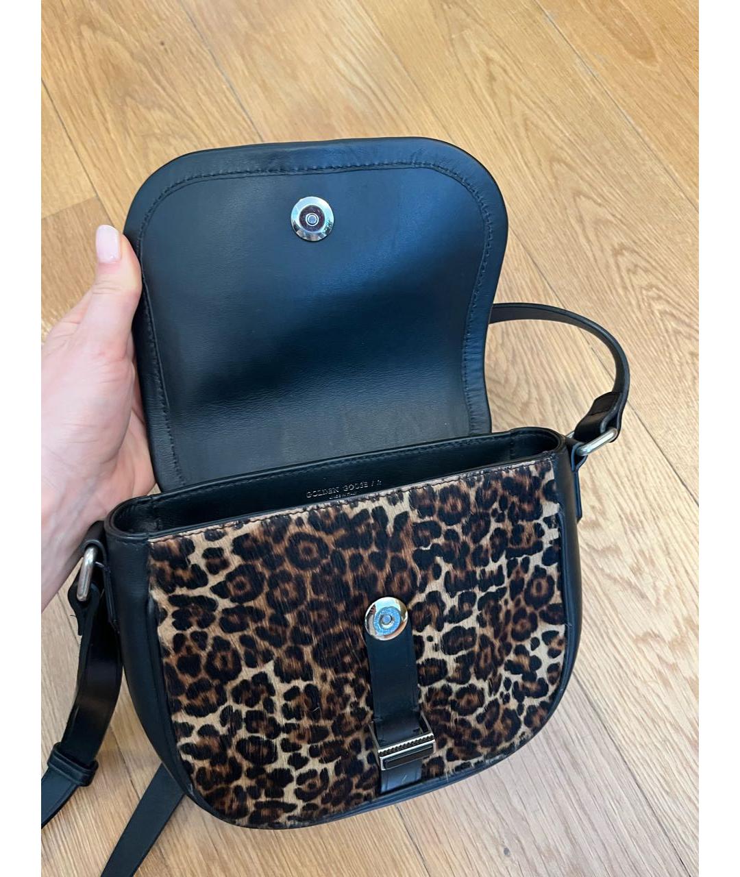 GOLDEN GOOSE DELUXE BRAND Черная кожаная сумка через плечо, фото 4