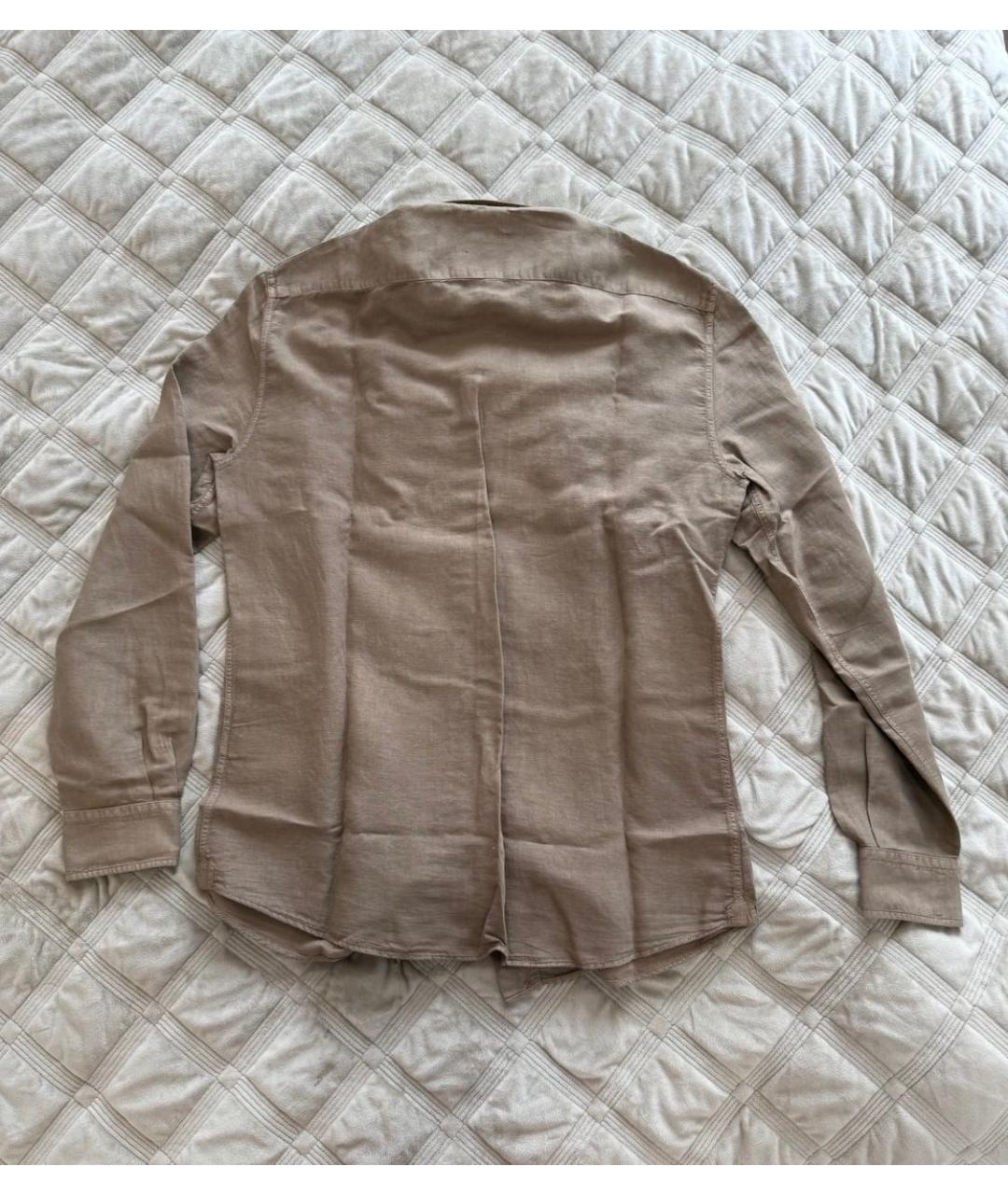 BRUNELLO CUCINELLI Коричневая льняная кэжуал рубашка, фото 2