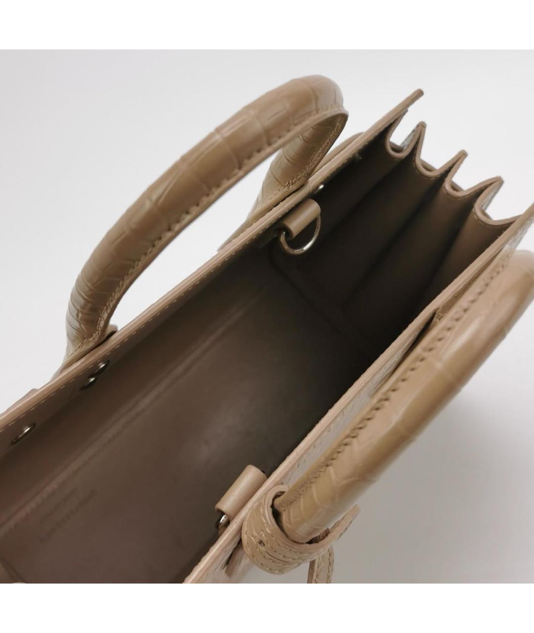 SAINT LAURENT Бежевая кожаная сумка тоут, фото 6