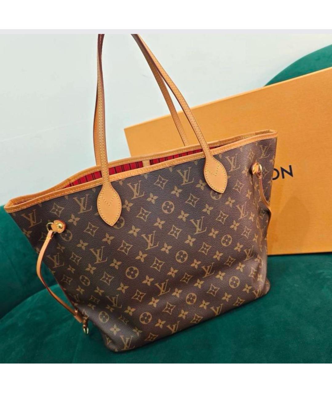 LOUIS VUITTON Коричневая кожаная сумка тоут, фото 2