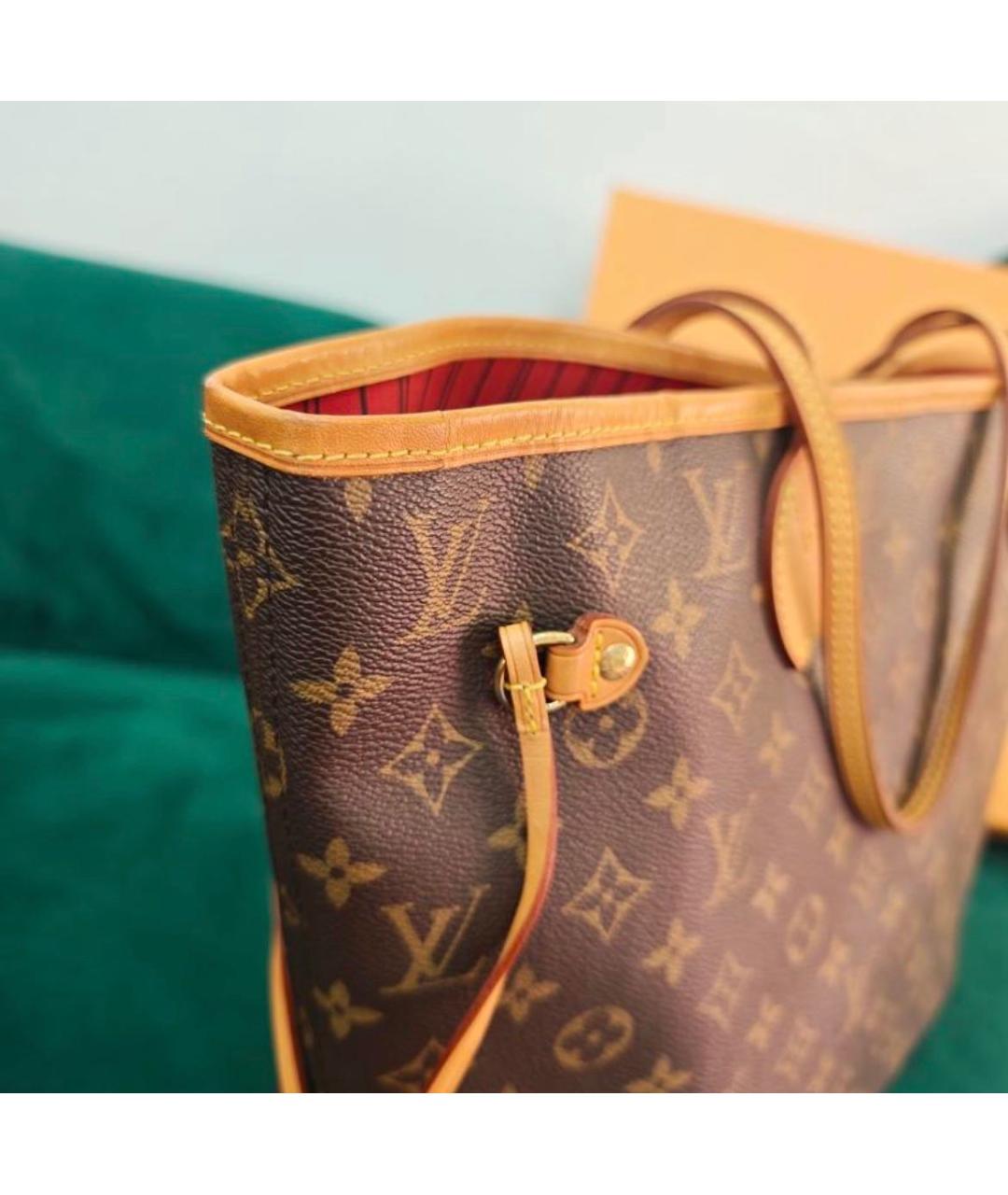 LOUIS VUITTON Коричневая кожаная сумка тоут, фото 7