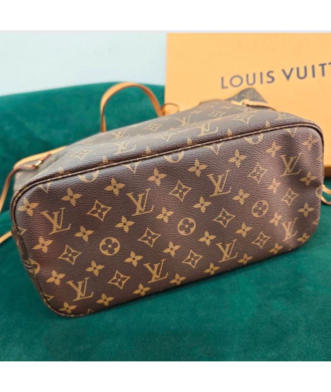 LOUIS VUITTON Коричневая кожаная сумка тоут, фото 5