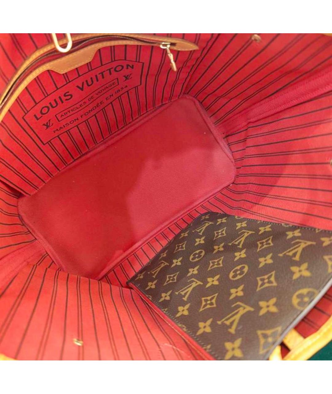 LOUIS VUITTON Коричневая кожаная сумка тоут, фото 4