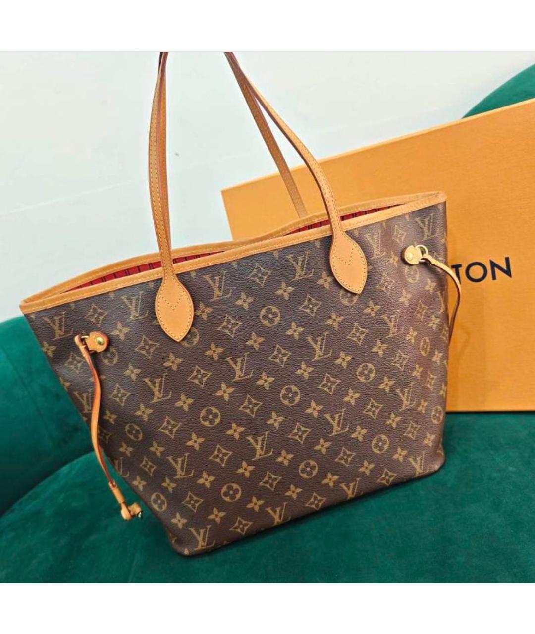 LOUIS VUITTON Коричневая кожаная сумка тоут, фото 3
