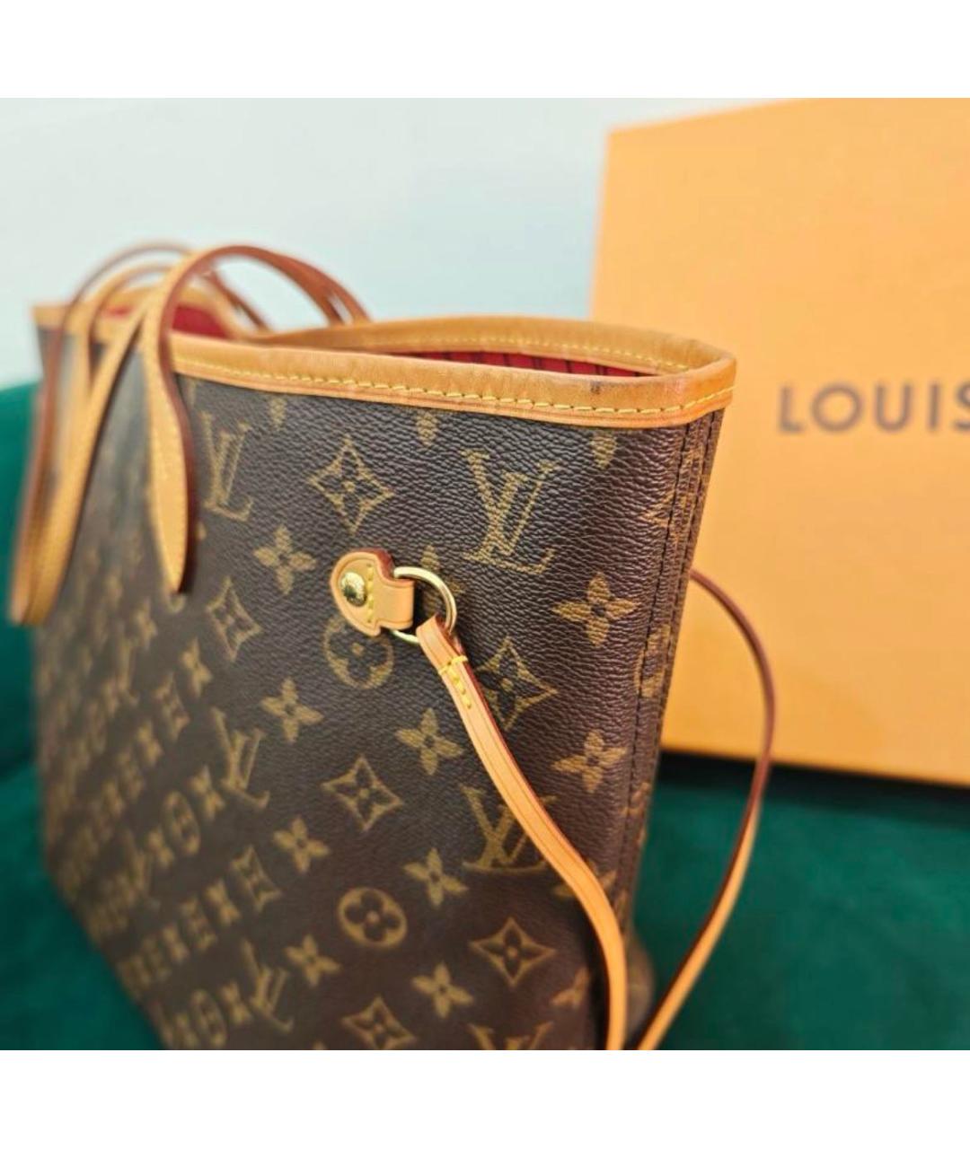 LOUIS VUITTON Коричневая кожаная сумка тоут, фото 6