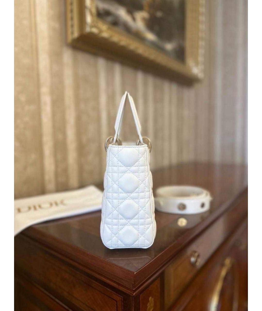 CHRISTIAN DIOR Белая кожаная сумка с короткими ручками, фото 8