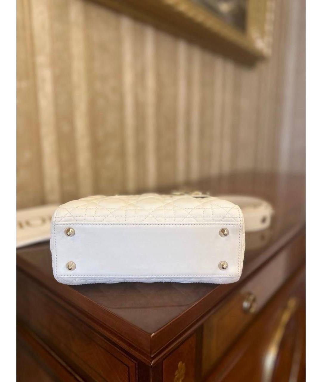 CHRISTIAN DIOR Белая кожаная сумка с короткими ручками, фото 7