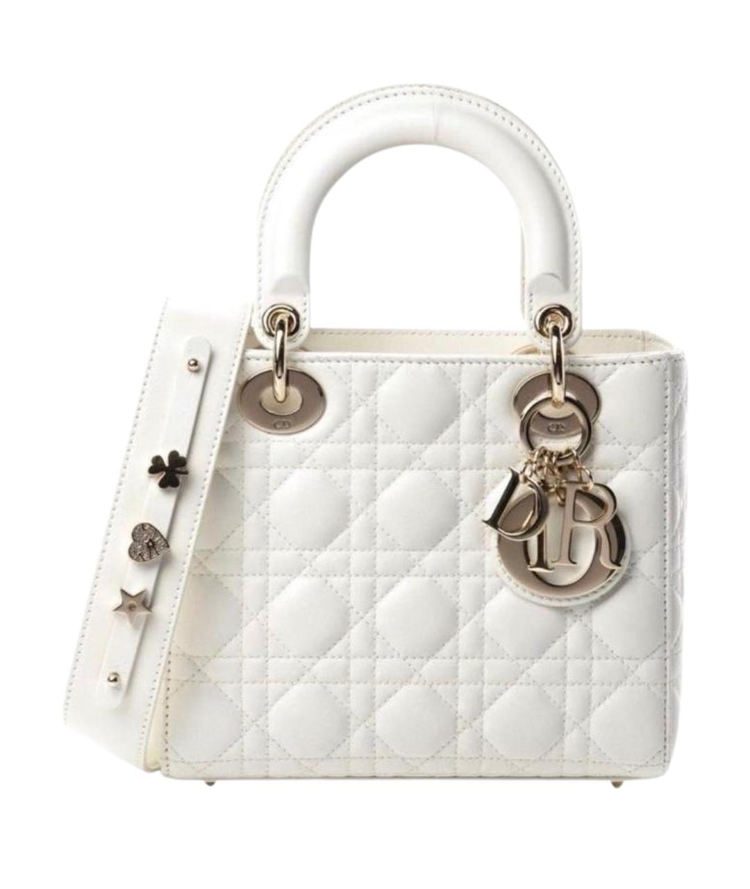CHRISTIAN DIOR Белая кожаная сумка с короткими ручками, фото 1