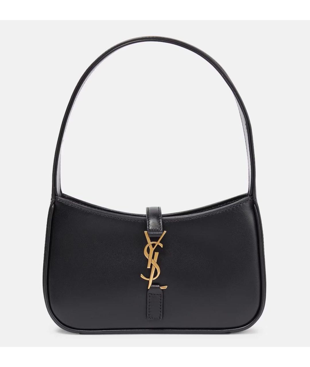 SAINT LAURENT Черная кожаная сумка с короткими ручками, фото 6