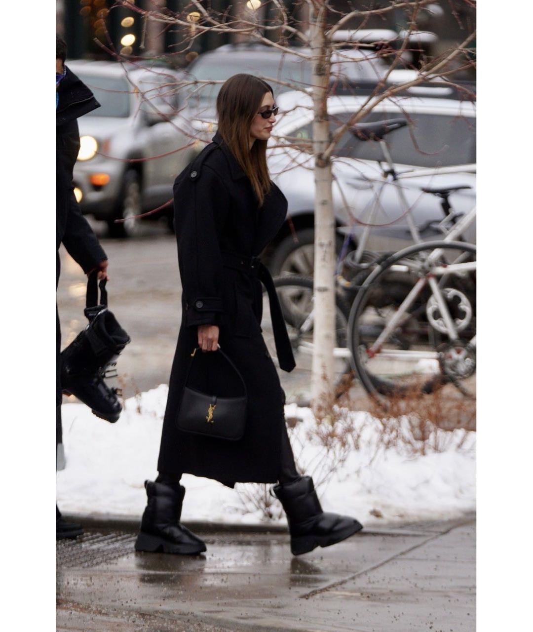 SAINT LAURENT Черная кожаная сумка с короткими ручками, фото 3