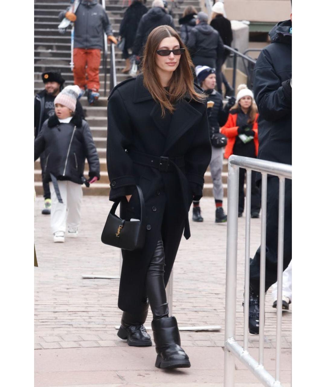 SAINT LAURENT Черная кожаная сумка с короткими ручками, фото 2