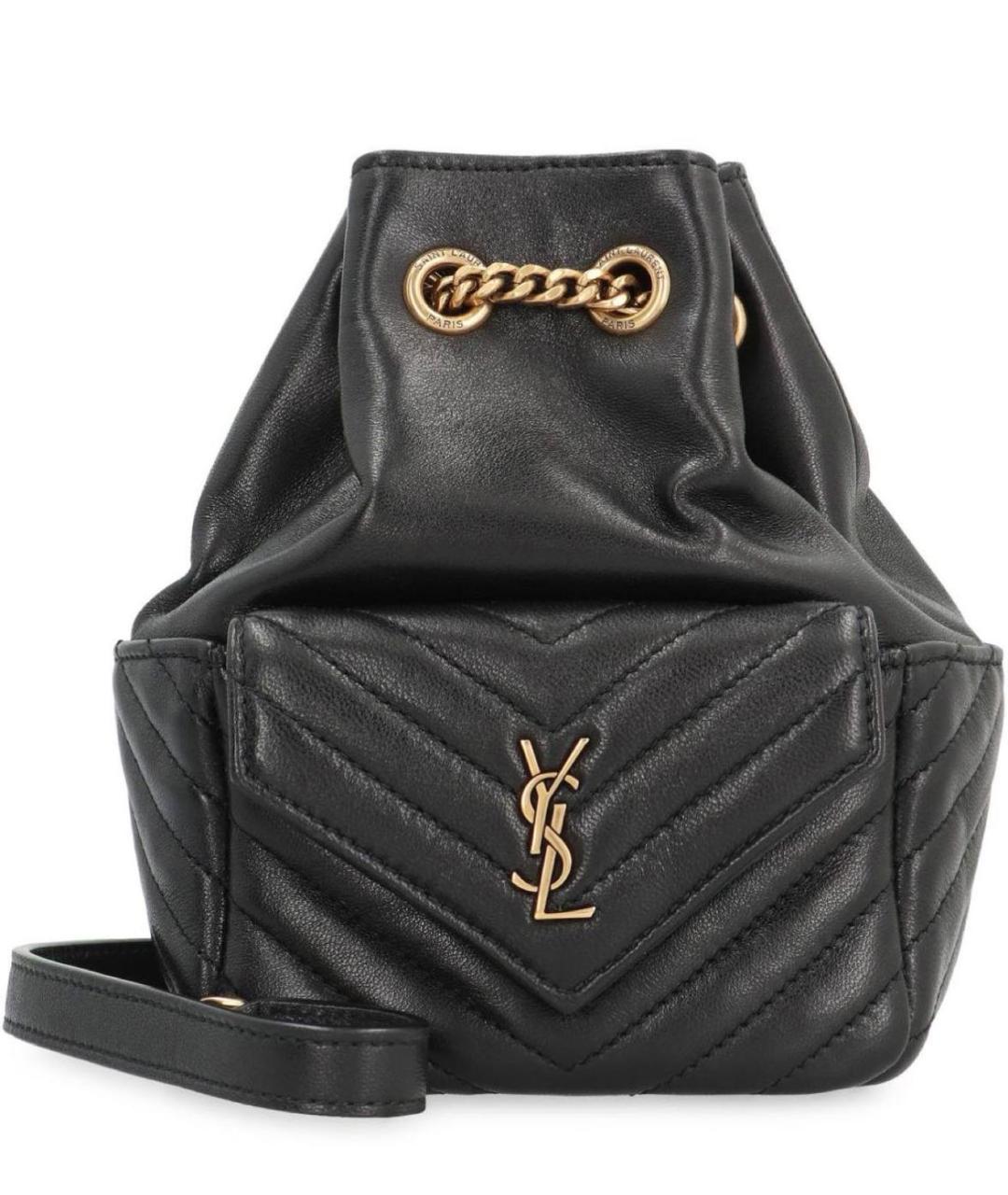 SAINT LAURENT Черная кожаная сумка через плечо, фото 2
