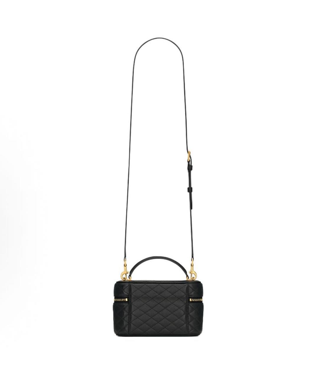 SAINT LAURENT Черная кожаная сумка с короткими ручками, фото 5