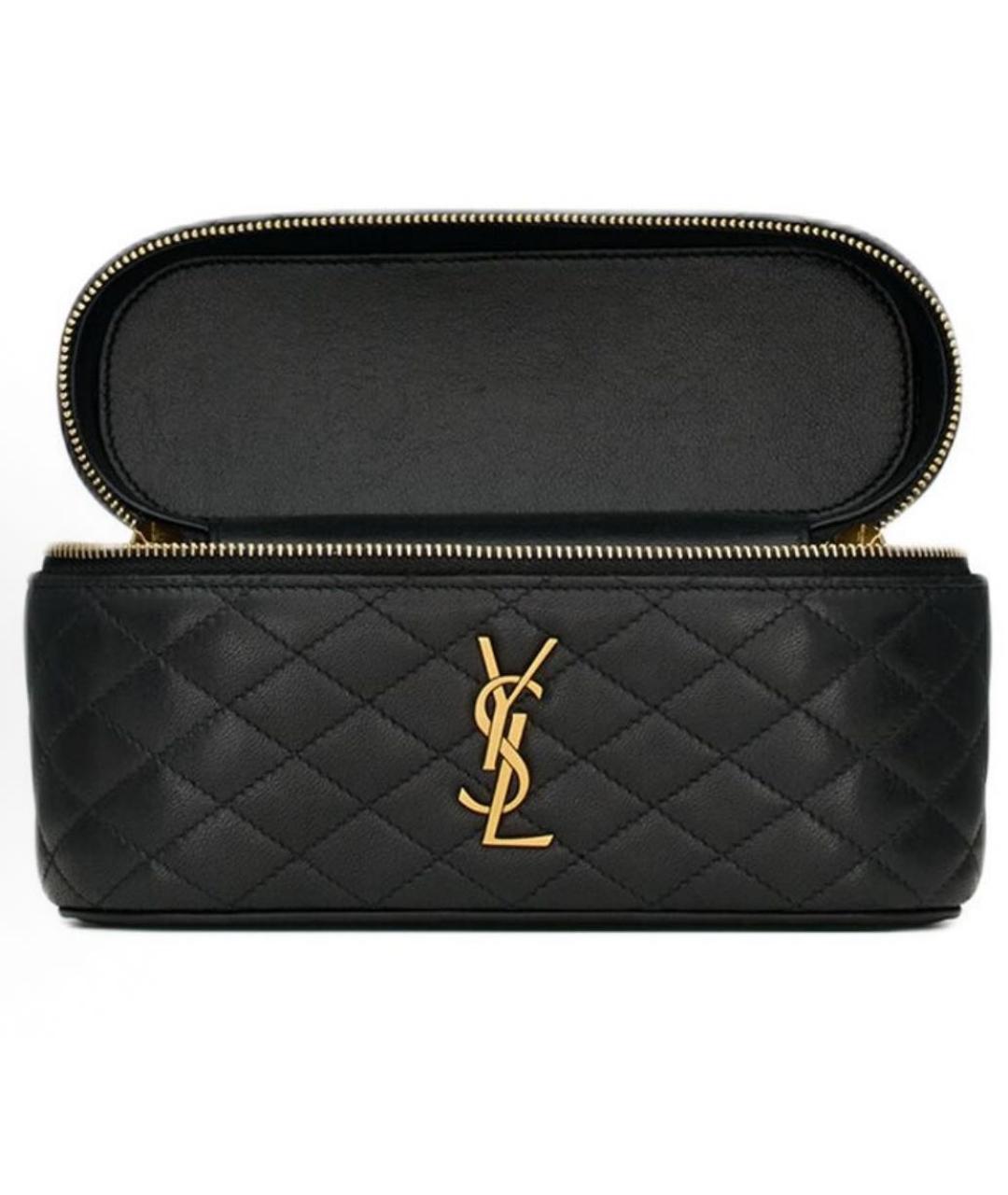 SAINT LAURENT Черная кожаная сумка с короткими ручками, фото 6