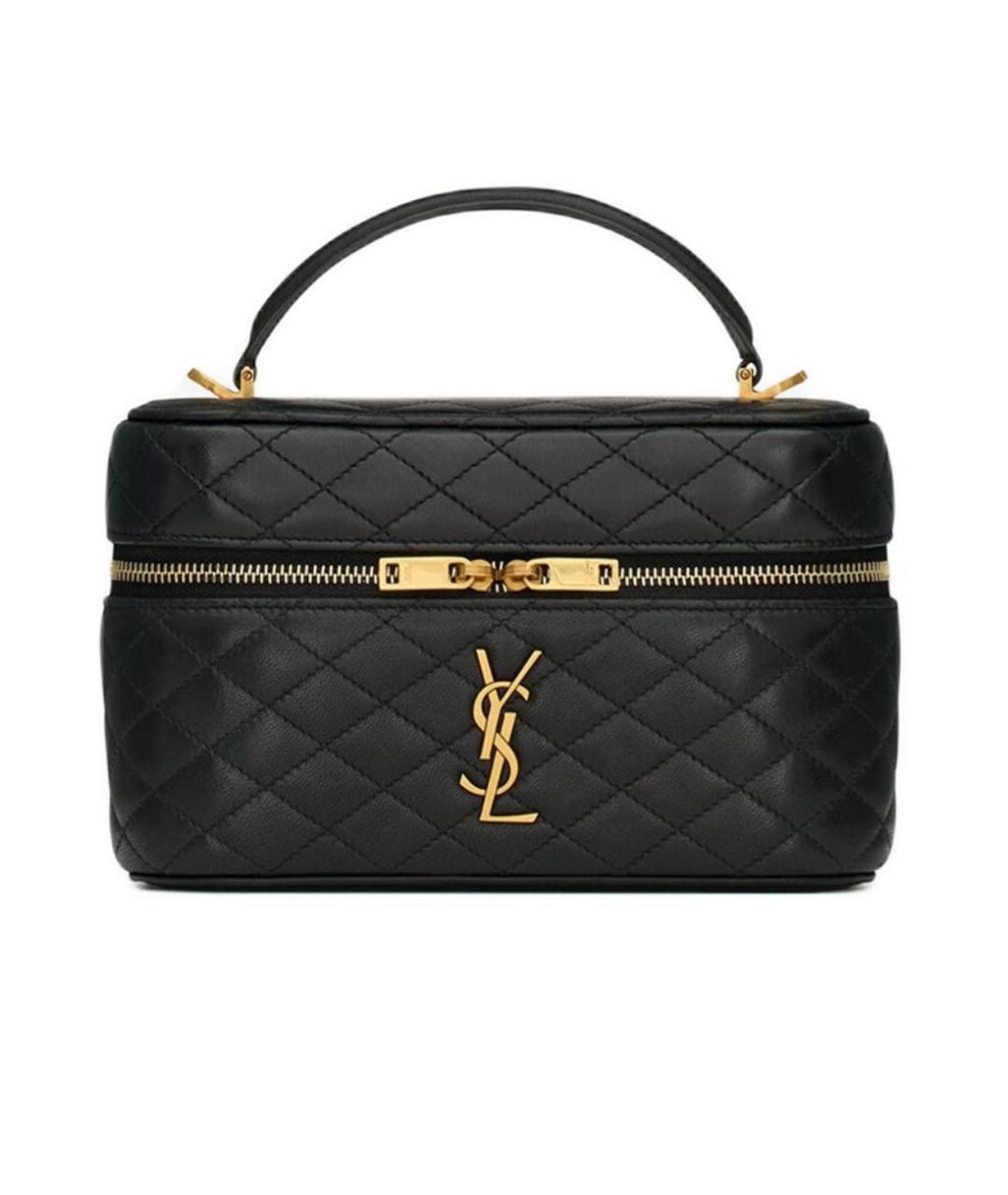 SAINT LAURENT Черная кожаная сумка с короткими ручками, фото 1