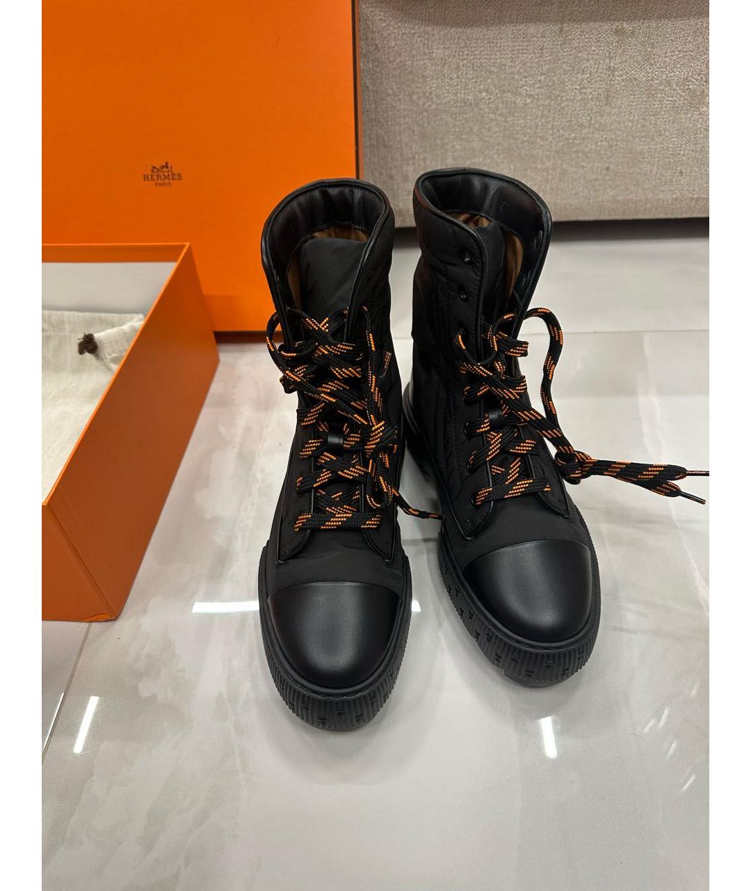 HERMES Черные синтетические ботинки, фото 3