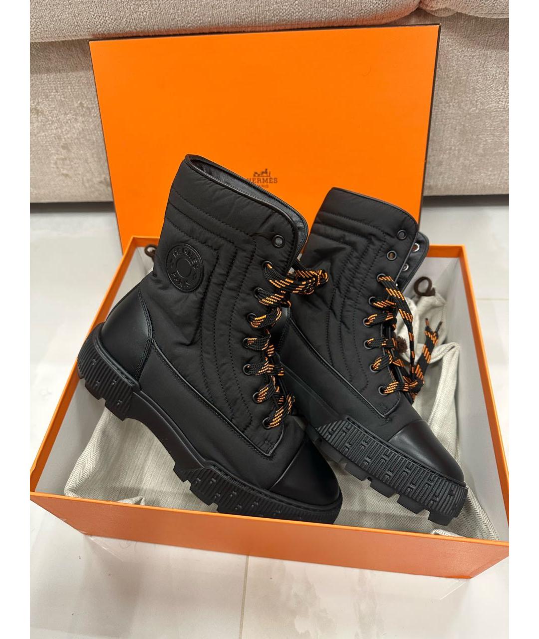 HERMES Черные синтетические ботинки, фото 2