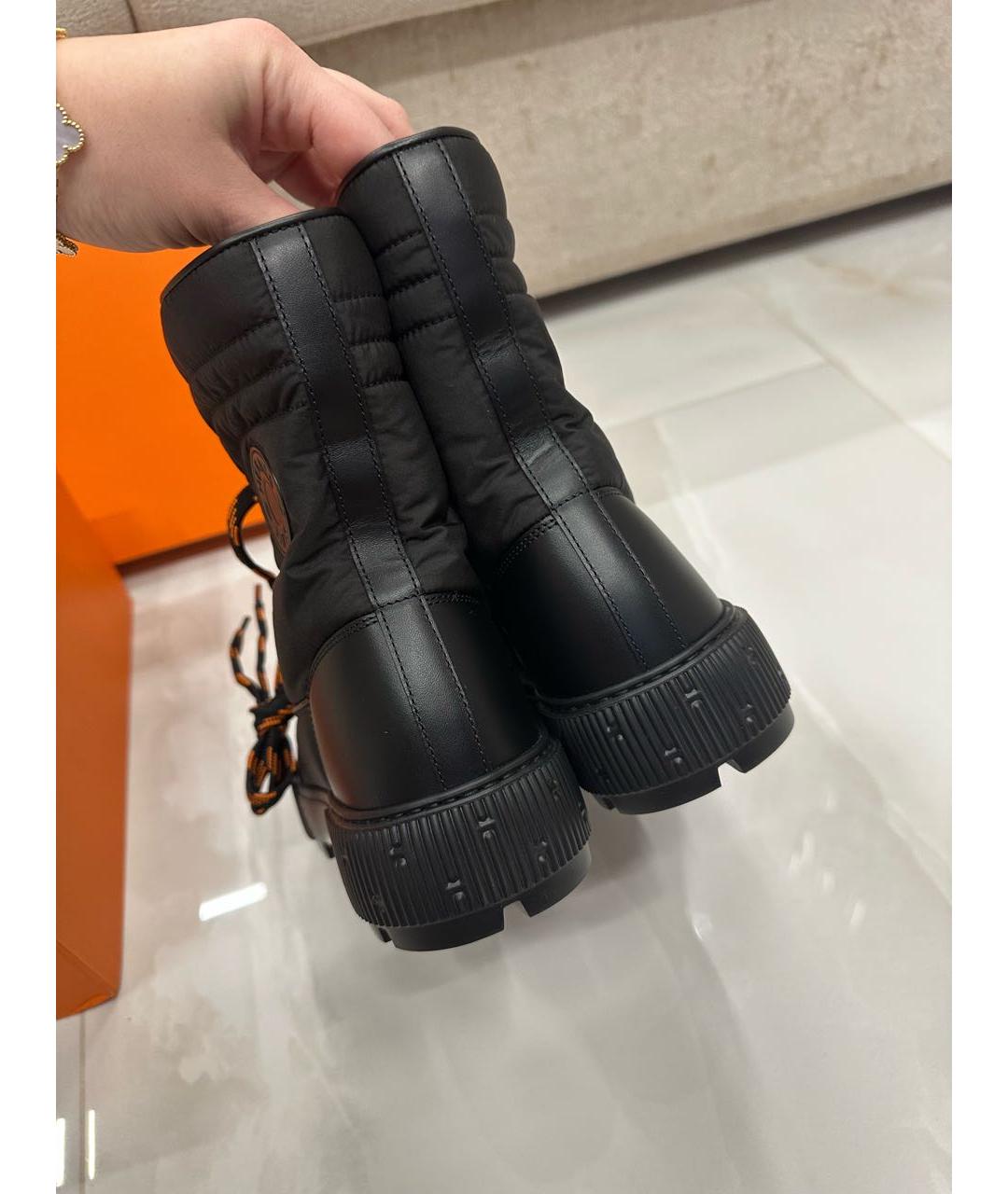 HERMES Черные синтетические ботинки, фото 4