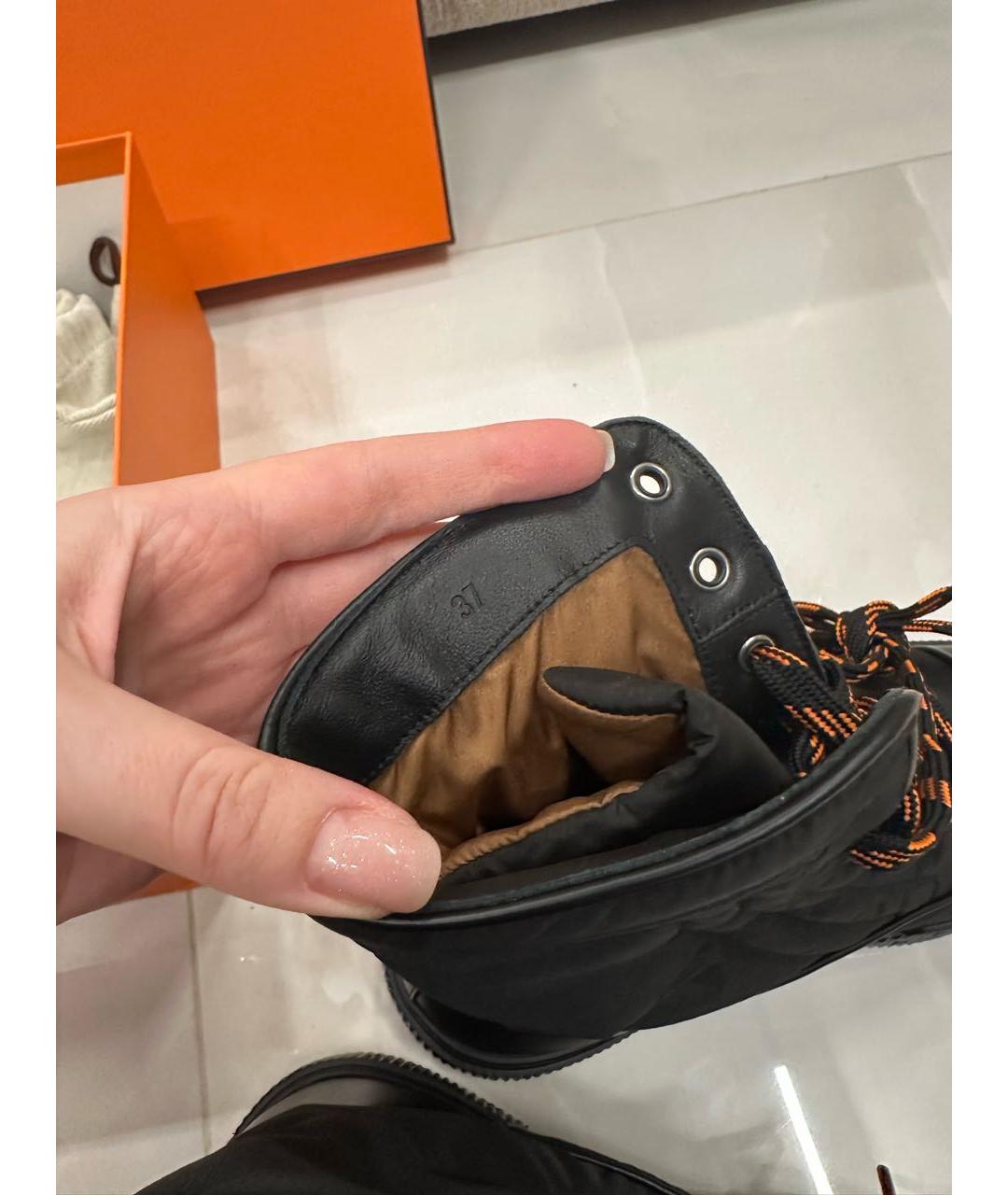 HERMES Черные синтетические ботинки, фото 5