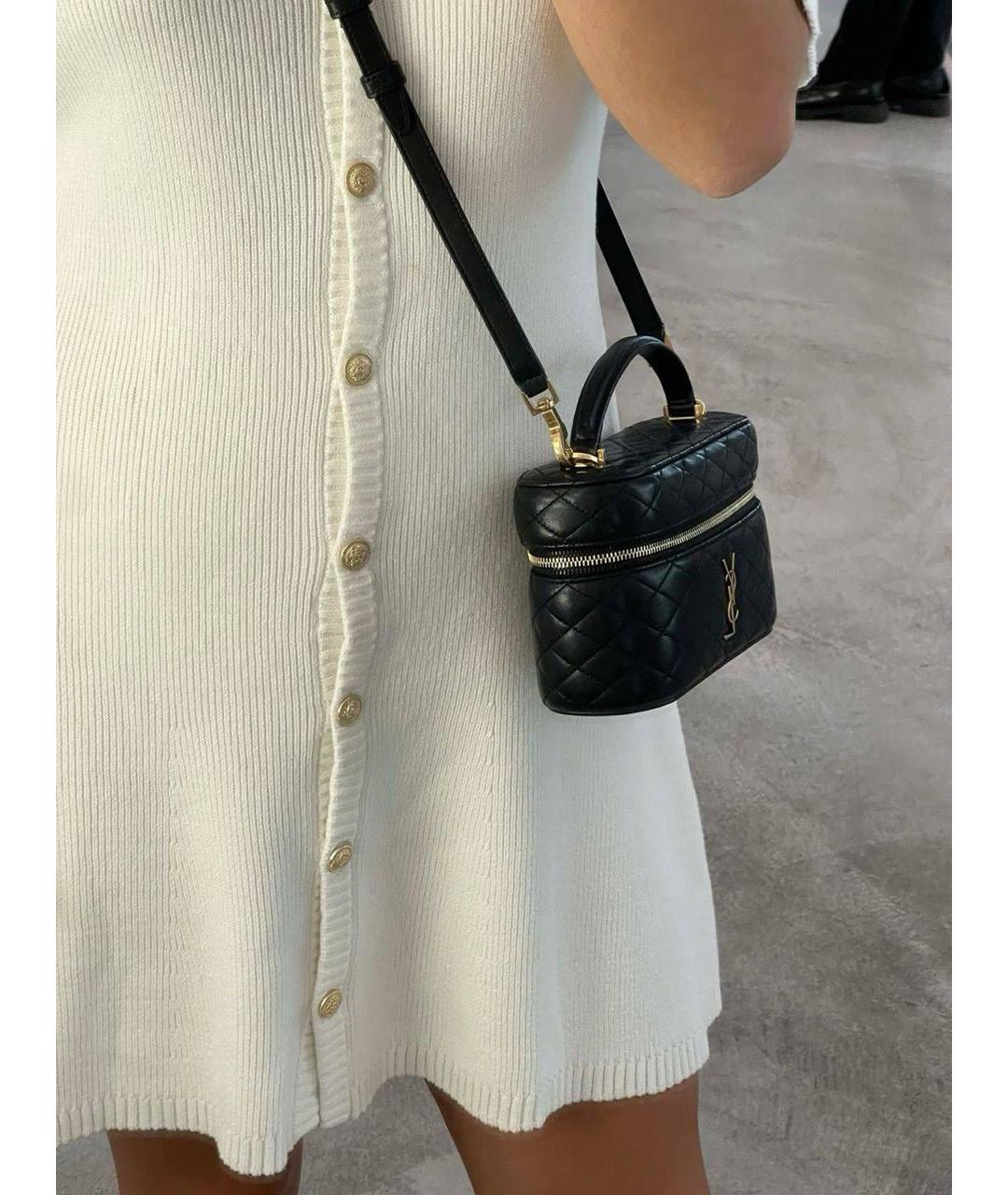 SAINT LAURENT Черная кожаная сумка через плечо, фото 2