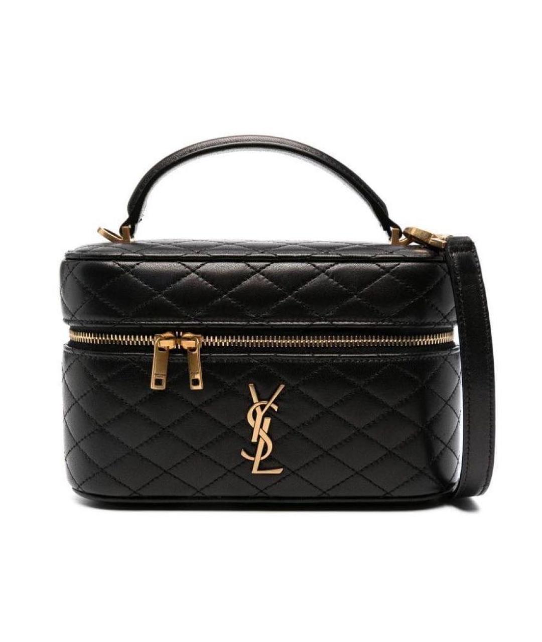 SAINT LAURENT Черная кожаная сумка через плечо, фото 3