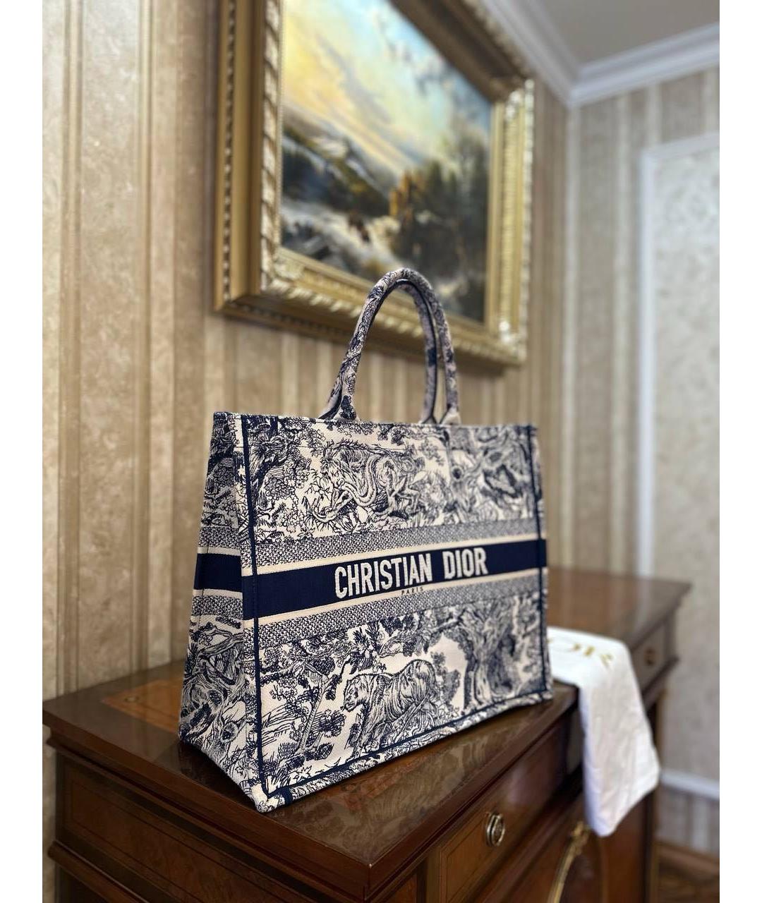 CHRISTIAN DIOR Синяя тканевая сумка тоут, фото 6