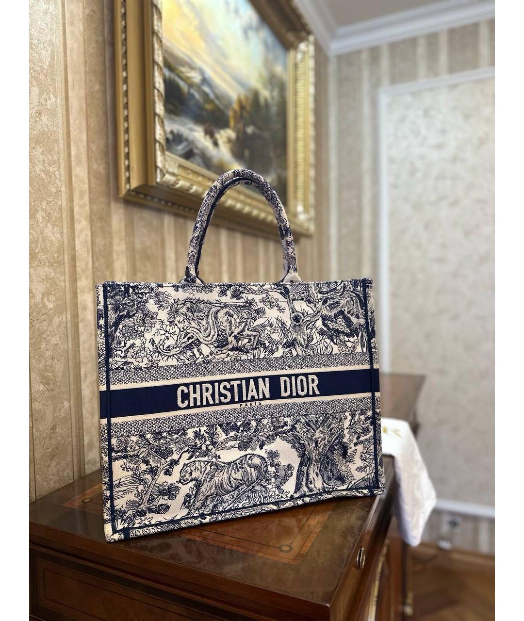 CHRISTIAN DIOR Синяя тканевая сумка тоут, фото 4