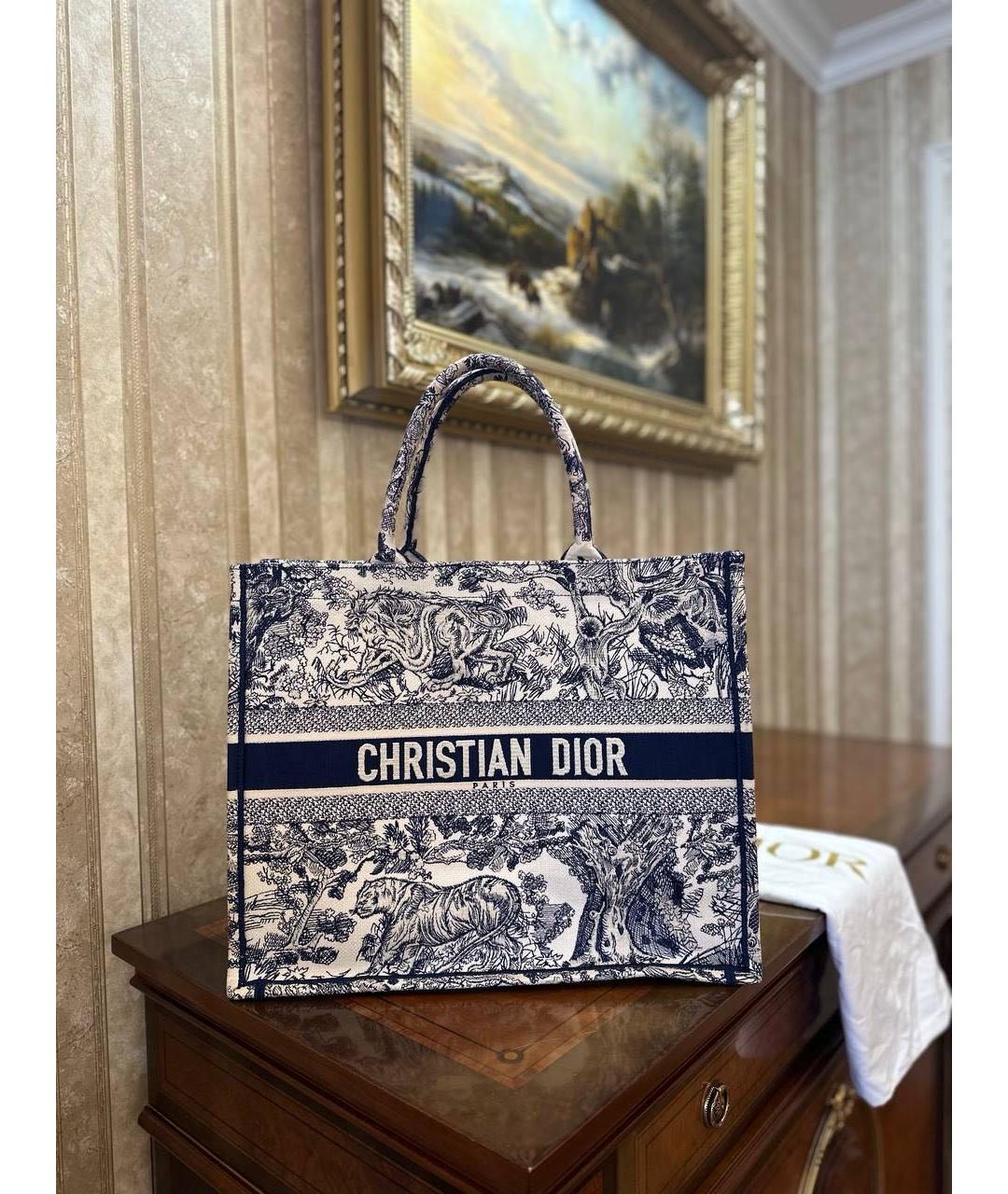 CHRISTIAN DIOR Синяя тканевая сумка тоут, фото 2