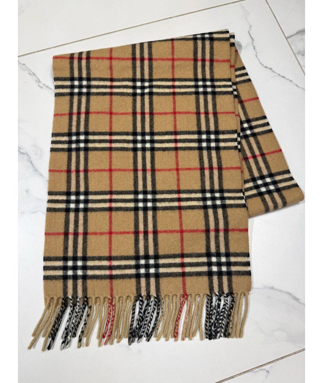 BURBERRY Бежевый шерстяной шарф, фото 5