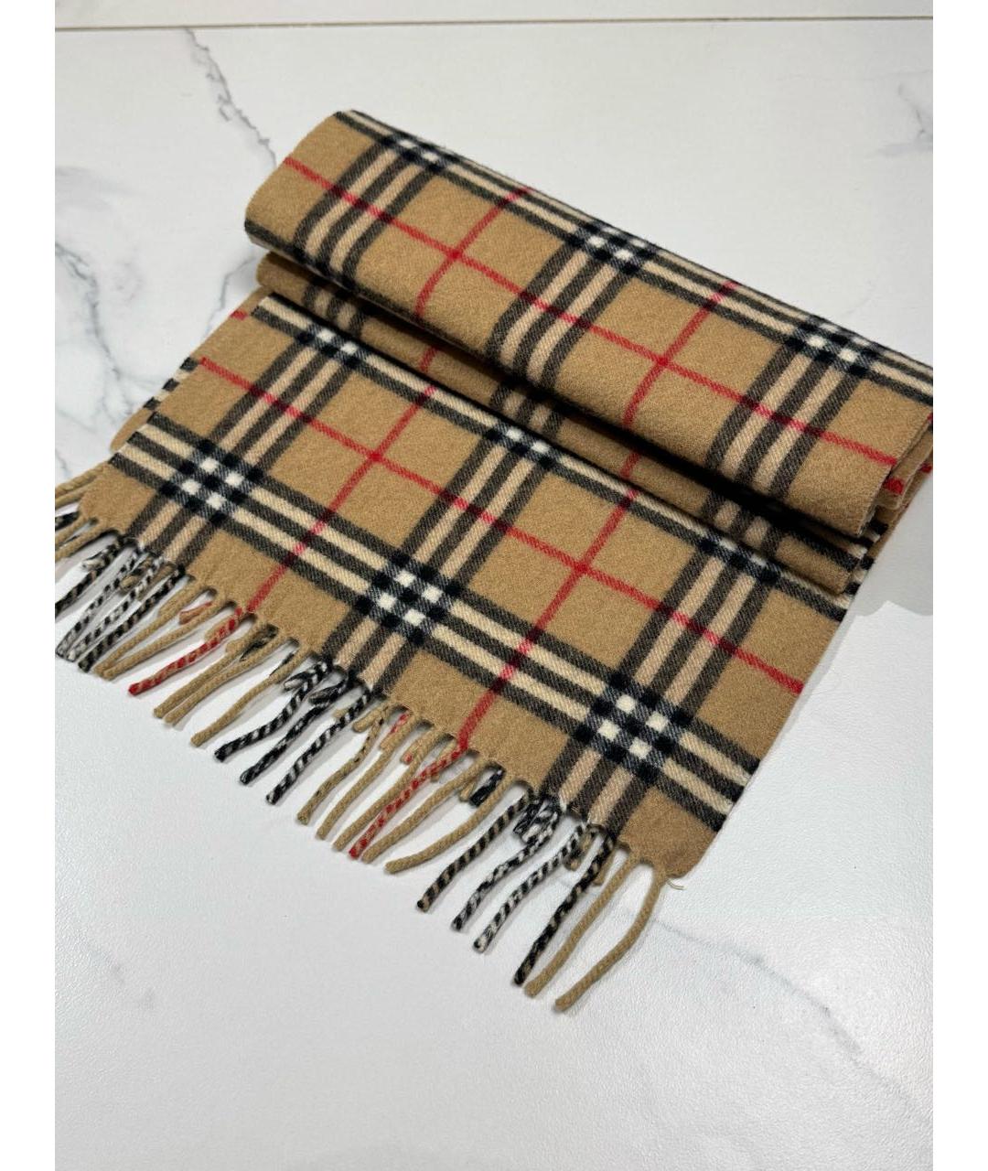 BURBERRY Бежевый шерстяной шарф, фото 6