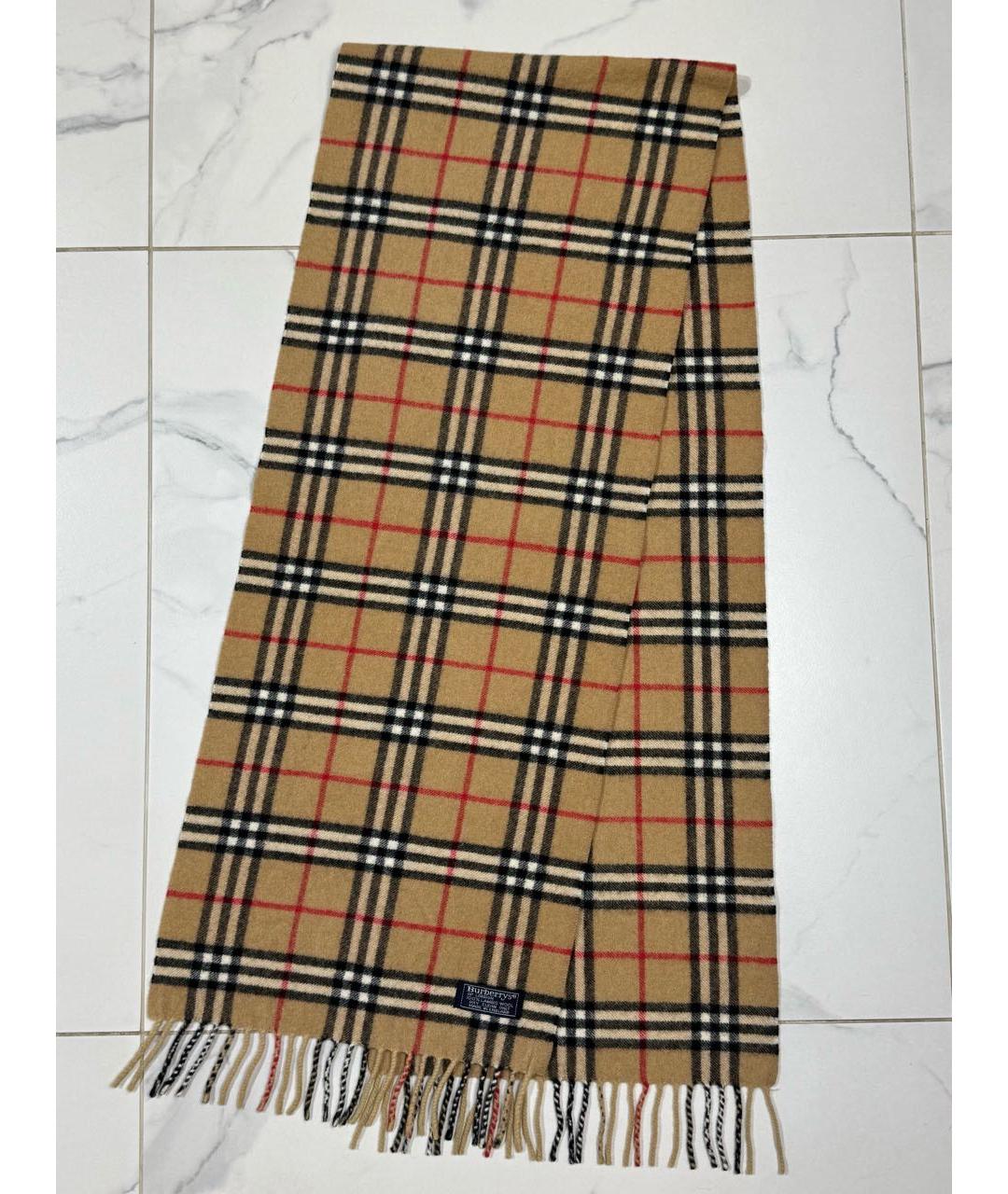 BURBERRY Бежевый шерстяной шарф, фото 4