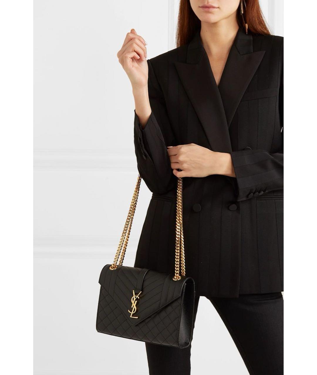 SAINT LAURENT Черная кожаная сумка через плечо, фото 5