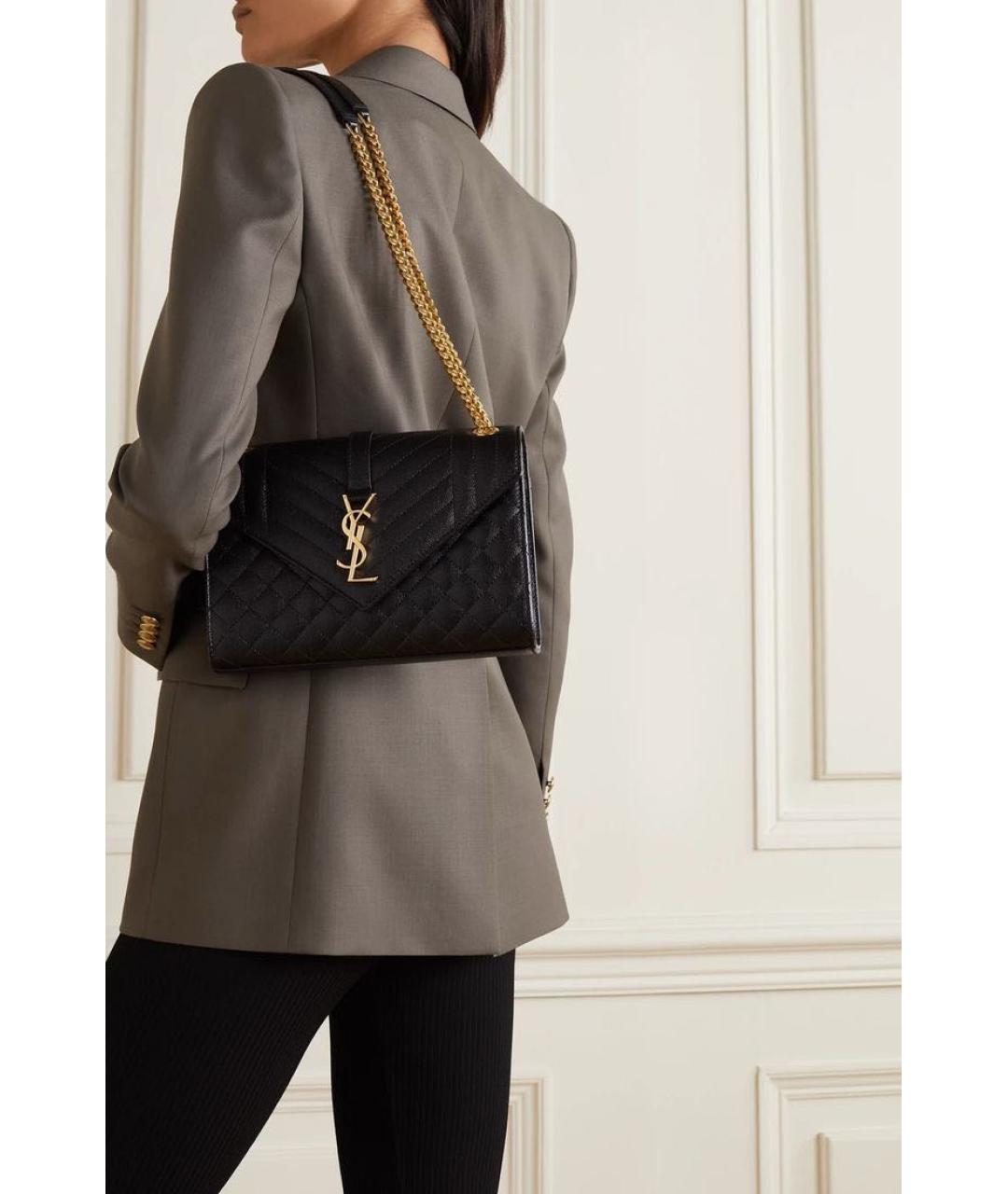 SAINT LAURENT Черная кожаная сумка через плечо, фото 4