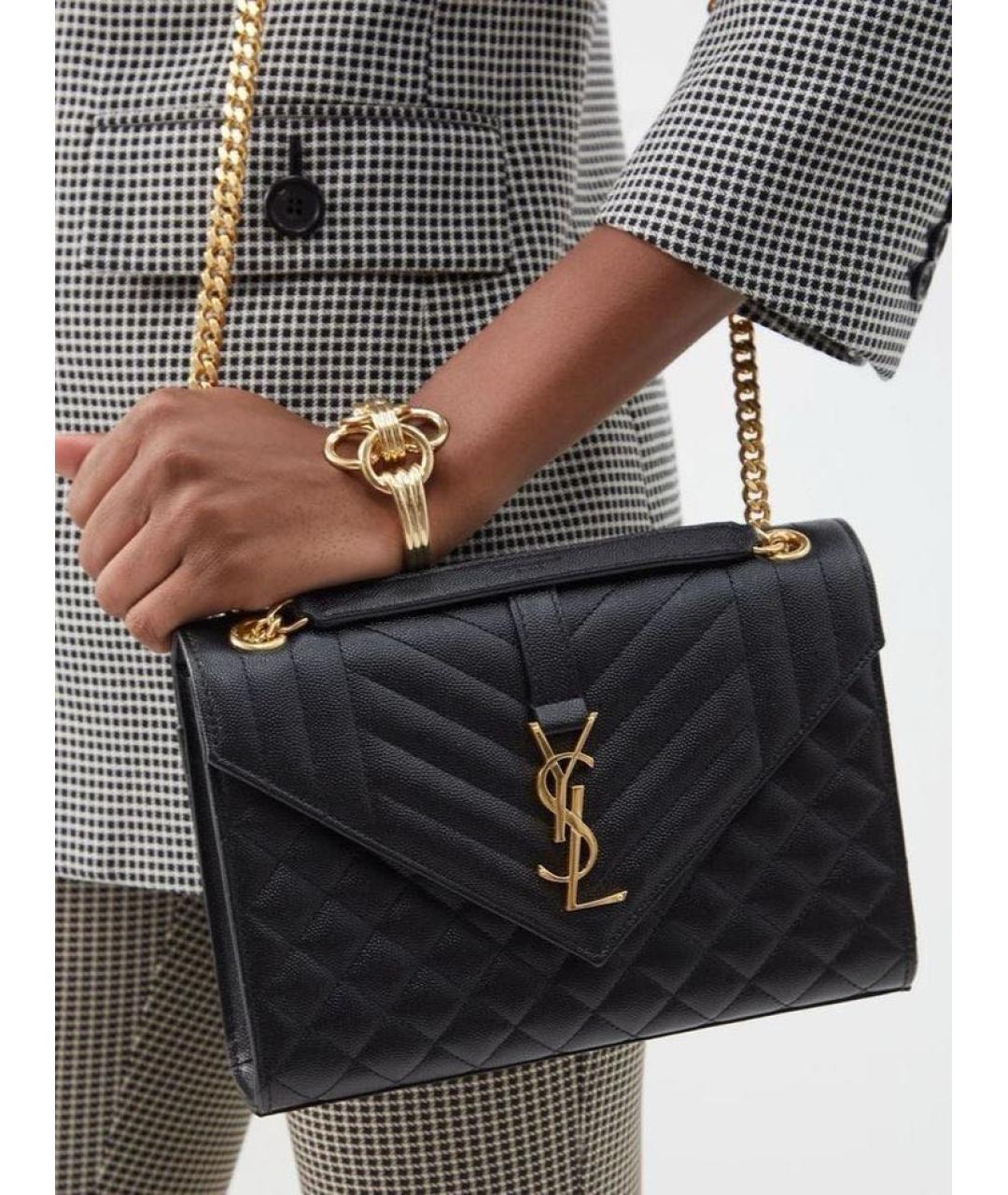 SAINT LAURENT Черная кожаная сумка через плечо, фото 3