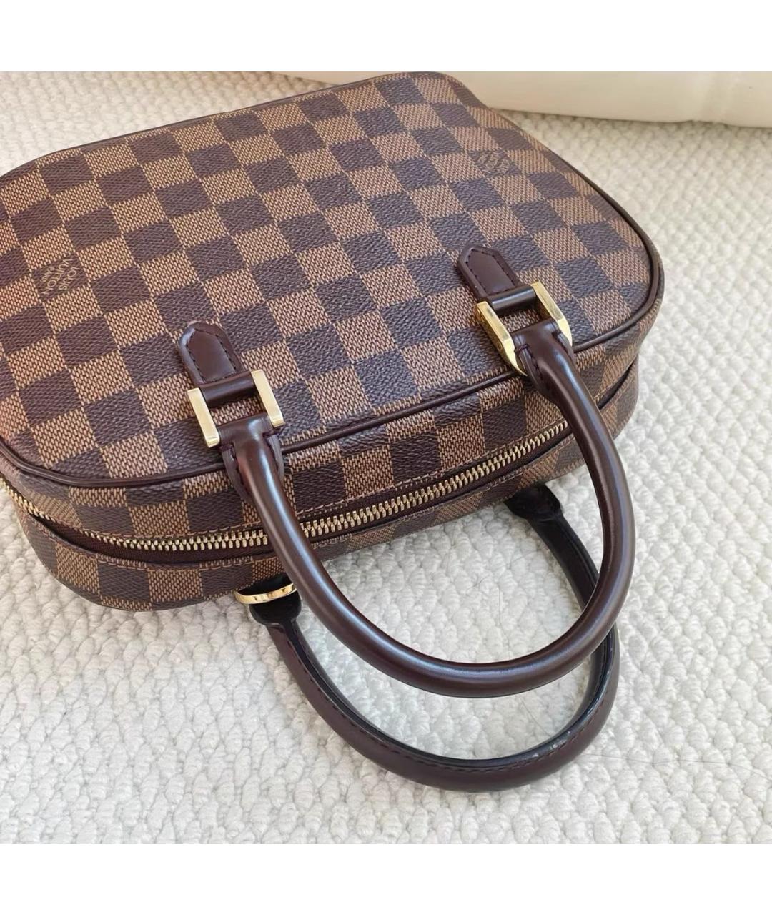 LOUIS VUITTON Коричневая кожаная сумка с короткими ручками, фото 4