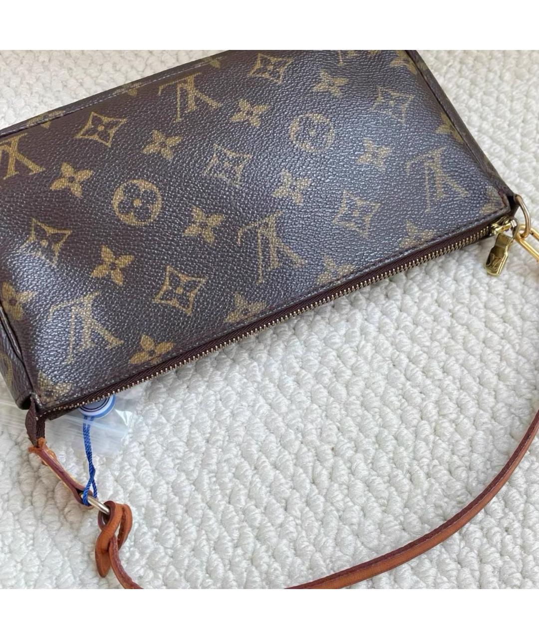 LOUIS VUITTON Коричневая кожаная сумка с короткими ручками, фото 3