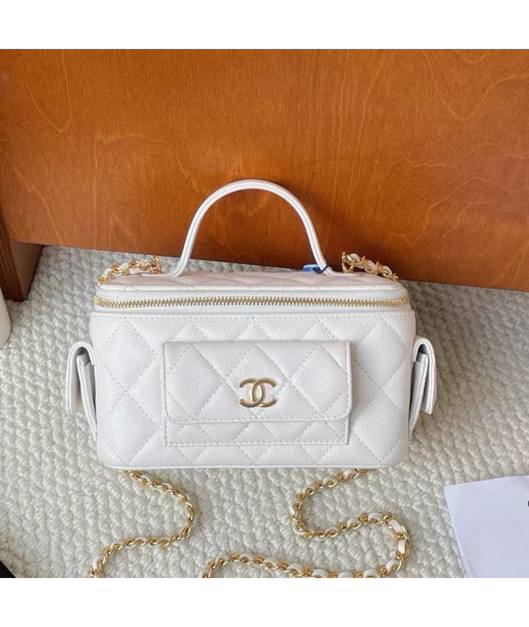 CHANEL Белая кожаная сумка через плечо, фото 7