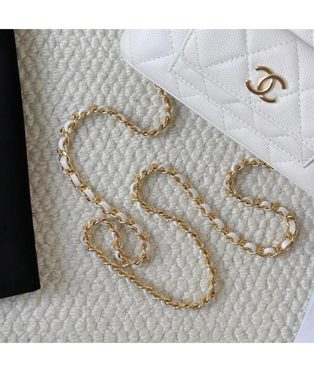 CHANEL Белая кожаная сумка через плечо, фото 6