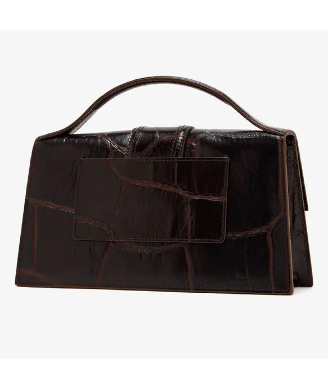 JACQUEMUS Коричневая кожаная сумка с короткими ручками, фото 3