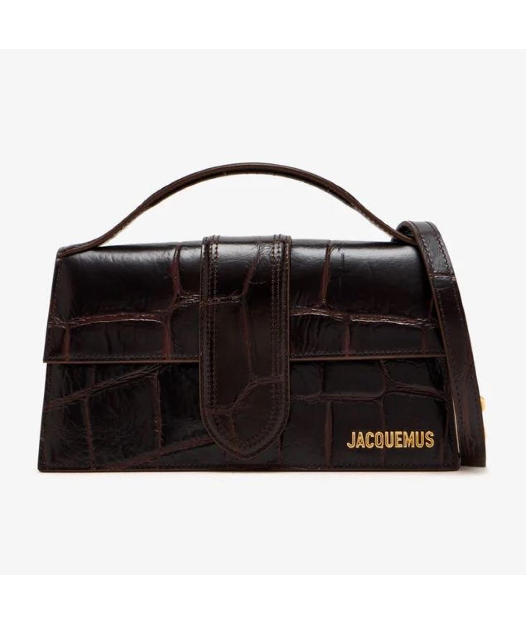 JACQUEMUS Коричневая кожаная сумка с короткими ручками, фото 5