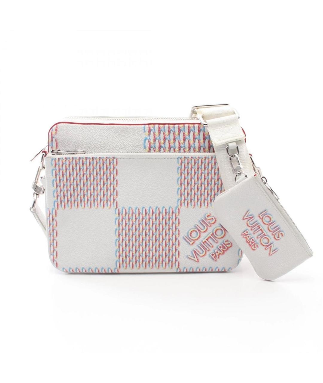 LOUIS VUITTON Белая кожаная барсетка, фото 6